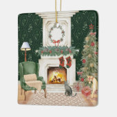 Victorian Christmas Living Room Scene セラミックオーナメント (左)