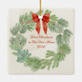 Victorian Christmas Living Room Scene セラミックオーナメント (裏面)