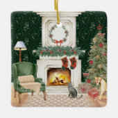 Victorian Christmas Living Room Scene セラミックオーナメント (正面)