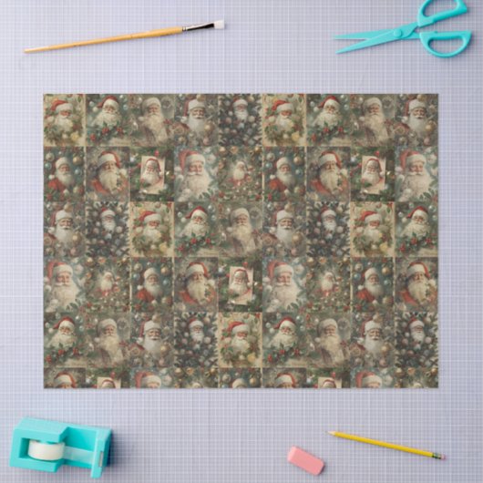 Victorian Christmas & Retro Santa Collage 薄葉紙 (クラフト)