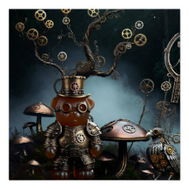 Victorian Clockwork Gummy Bear Mechanical Raven ポスター