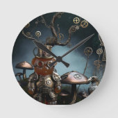 Victorian Clockwork Gummy Bear Mechanical Raven ラウンド壁時計 (正面)