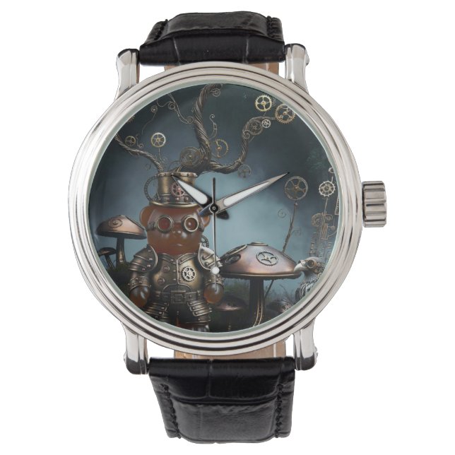 Victorian Clockwork Gummy Bear Mechanical Raven 腕時計 (正面)