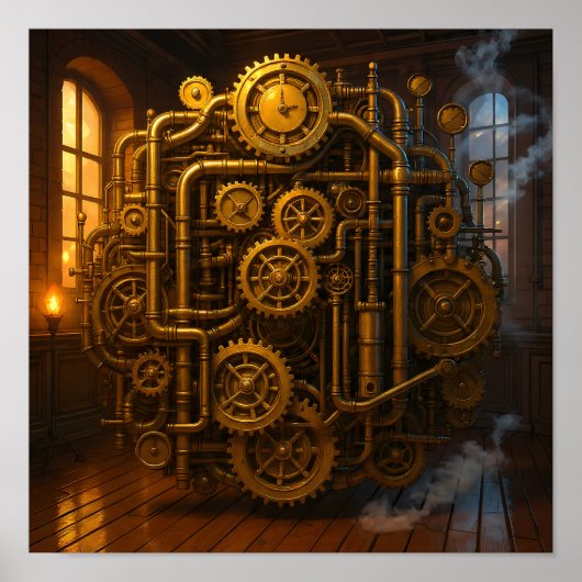 Victorian Control Room Steampunk Canvas Wall Art ポスター (正面)