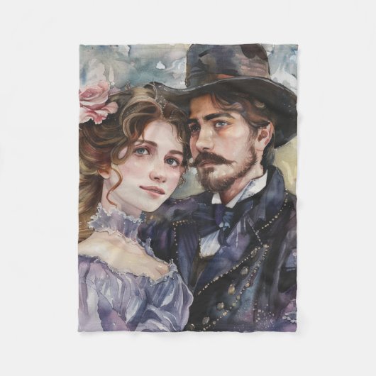 Victorian Couple フリースブランケット (正面)