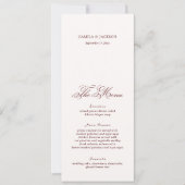 Victorian Cream and Burgundy Wedding Menu Card 招待状 (正面)
