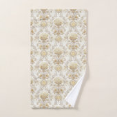 Victorian Cream Towels Elegant Damask Bathroom バスタオルセット (ハンドタオル)