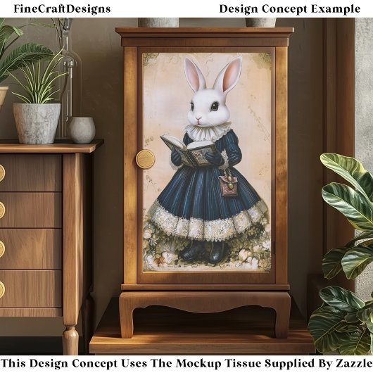 Victorian Dressed Rabbit With Book ER7L Decoupage 薄葉紙