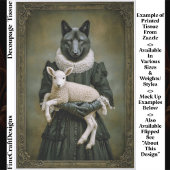 Victorian Dressed Wolf Holding Lamb ES7L Decoupage 薄葉紙