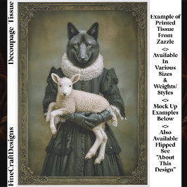 Victorian Dressed Wolf Holding Lamb ES7L Decoupage 薄葉紙