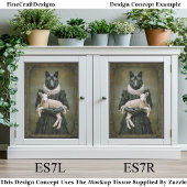 Victorian Dressed Wolf Holding Lamb ES7R Decoupage 薄葉紙