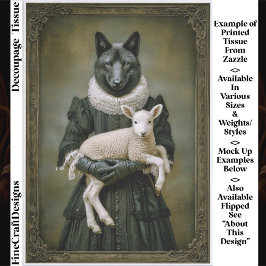 Victorian Dressed Wolf Holding Lamb ES7R Decoupage 薄葉紙