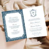Victorian Dusty Blue Catholic QR Code Wedding 招待状