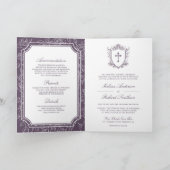 Victorian Dusty Purple Catholic QR Code Wedding 招待状 (内部)