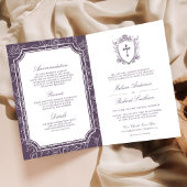 Victorian Dusty Purple Catholic QR Code Wedding 招待状