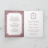 Victorian Dusty Rose Catholic QR Code Wedding 招待状 (内部)