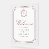 Victorian Dusty Rose Catholic Wedding Welcome アクリルサイン (傾斜)