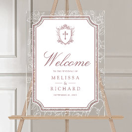 Victorian Dusty Rose Catholic Wedding Welcome アクリルサイン