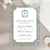Victorian Emerald Catholic Wedding Save the Date アクリル招待状