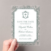 Victorian Emerald Catholic Wedding Save the Date アクリル招待状 (インサイチュ (ポータブル))