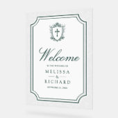 Victorian Emerald Catholic Wedding Welcome アクリルサイン (傾斜)