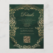 Victorian Emerald Gold Royal Wedding QR Details エンクロージャーカード (正面)
