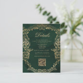 Victorian Emerald Gold Royal Wedding QR Details エンクロージャーカード (スタンド正面)