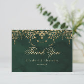 Victorian Emerald Gold Royal wedding thank you カード (スタンド正面)