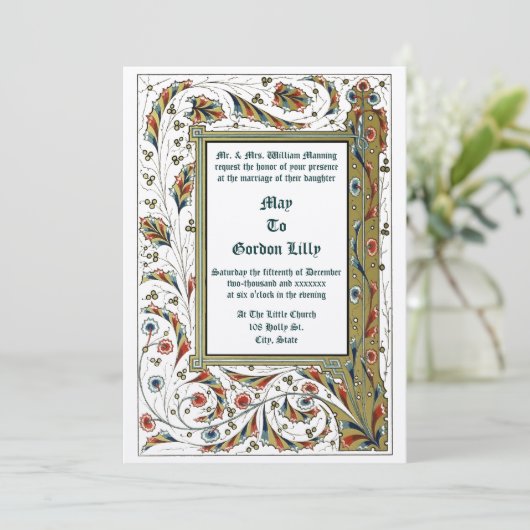 Victorian Era 1846 Medieval Style Wedding 招待状 (スタンド正面)