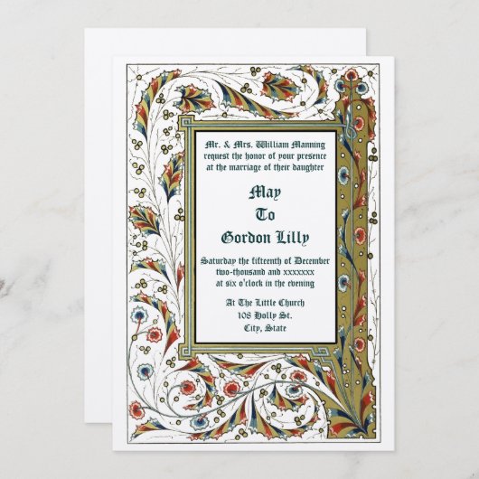 Victorian Era 1846 Medieval Style Wedding 招待状 (正面/裏面)