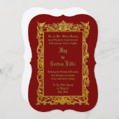 Victorian Era 1860 Doves On Gold Floral Border 招待状 (正面/裏面)