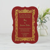 Victorian Era 1860 Doves On Gold Floral Border 招待状 (スタンド正面)