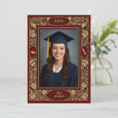 Victorian Era 1896 Art Nouveau Floral Graduation 案内状 (スタンド正面)