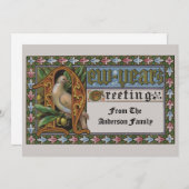 Victorian Era Dove On Olive Branch New Year シーズンカード (正面/裏面)