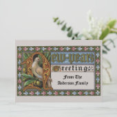 Victorian Era Dove On Olive Branch New Year シーズンカード (スタンド正面)