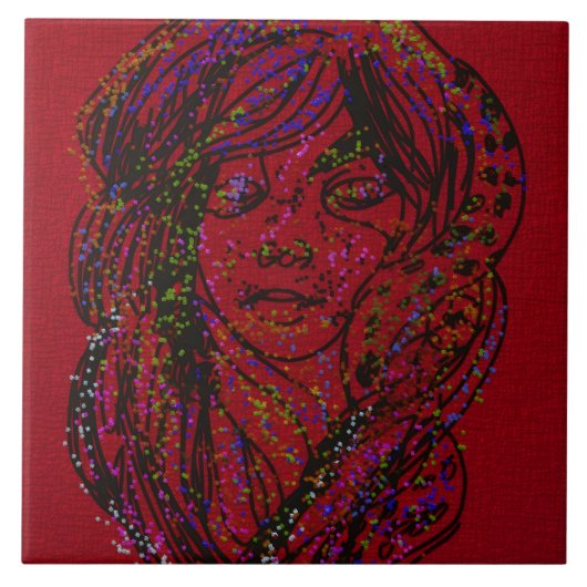 Victorian Era Dreamer Girl Ceramic Tile タイル (正面)