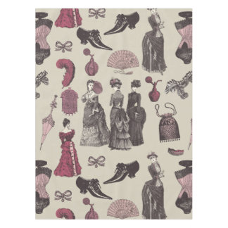 victorian era fashion women toile beige テーブルクロス