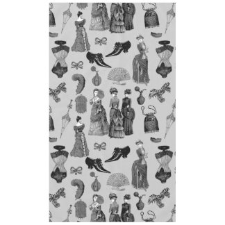 victorian era fashion women toile black white テーブルクロス