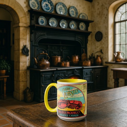 Victorian Era Halifax Canada Canned Lobster Label マグカップ