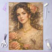 Victorian Era Lady Golden Rose Portrait Style 薄葉紙 (クラフト)