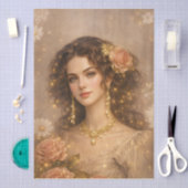 Victorian Era Lady Golden Rose Portrait Style 薄葉紙 (クラフト)