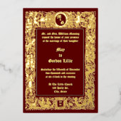 Victorian Era Neo Renaissance Cherubs Wedding 箔招待状 (正面)