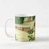 Victorian family in the snow Christmas scene コーヒーマグカップ (左)