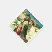 Victorian family in the snow Christmas scene スタンダードカクテルナプキン (角)