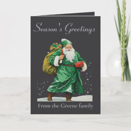 Victorian Father Christmas Wearing Green Robes Cut カード