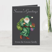 Victorian Father Christmas Wearing Green Robes Cut カード (正面)