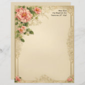 Victorian Floral and Frame Stationery Paper レターヘッド (正面/裏面)