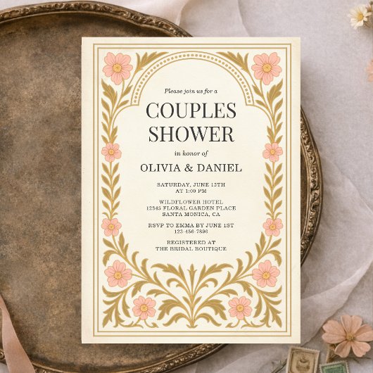 Victorian Floral Art Nouveau Couples Shower 招待状