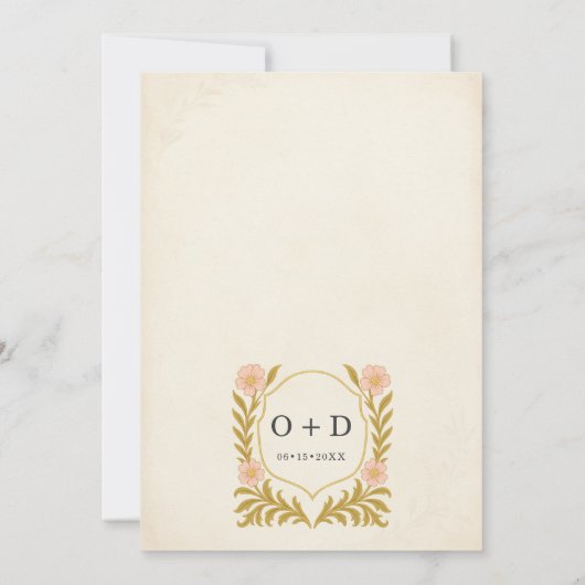 Victorian Floral Art Nouveau Couples Shower 招待状 (裏面)