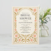 Victorian Floral Art Nouveau QR Code Bridal Shower 招待状 (スタンド正面)
